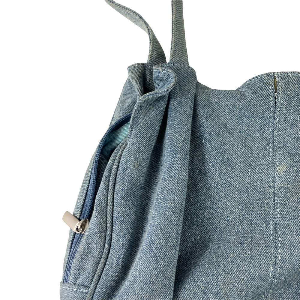 Vintage Cottagecore Mushroomcore Embroidered Denim Hummingbird Floral Handbag BL - Picture 9 of 15